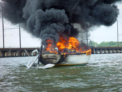 Burning boat