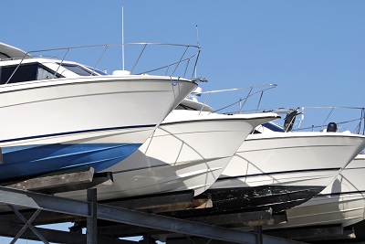 florida boat sitting in dry dock for winter